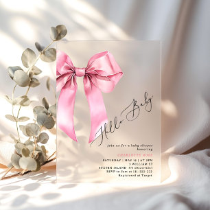 Invitations En Acrylique Bonjour Bébé Fille Arc-en-ciel Rose Baby shower