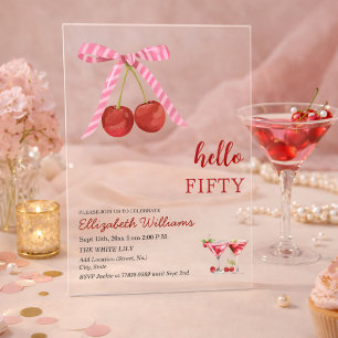 Invitations En Acrylique Bonjour Cinquante Anniversaire Fête de Cherry Mart