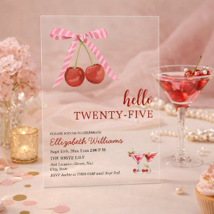 Invitations En Acrylique Bonjour Vingt-Cinq Anniversaire Soirée Martini Cer