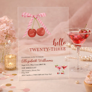 Invitations En Acrylique Bonjour Vingt-Trois Fête d'anniversaire Cherry Mar