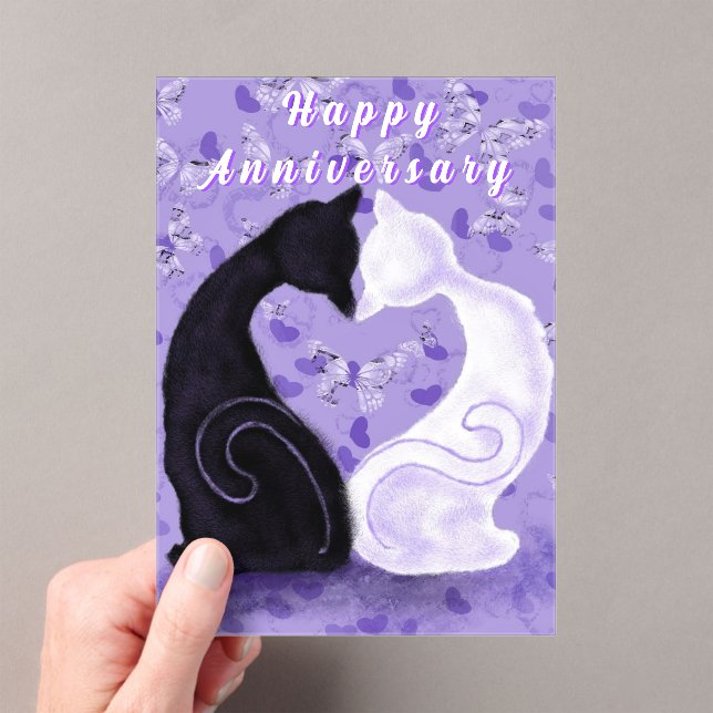 Invitations En Acrylique Bonne carte Anniversaire Couple Chat Amour Coeur (In situ (ordinateur de poche))