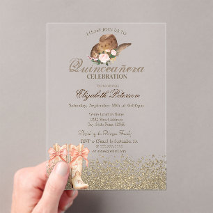 Invitations En Acrylique Boots Quinceañera
