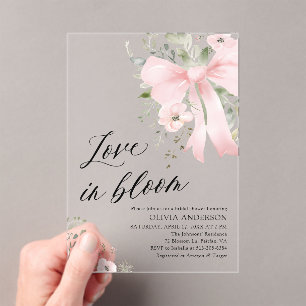 Invitations En Acrylique Bouche rose Amour floral dans la Fête des mariées 