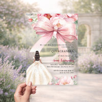 Boucles d'arc rose pâle robe Quinceanera clair
