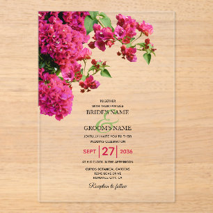 Invitations En Acrylique Bougainvillea Méditerranée Grec Mariage