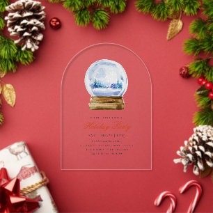 Invitations En Acrylique Boule à neige moderne aquarelle pour fête de vacan