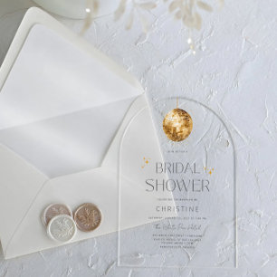 Invitations En Acrylique Boule disco or mariage étincelante