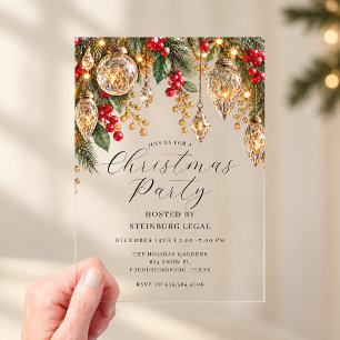 Invitations En Acrylique Boules de Noël en cristal doré vintage