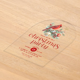 Invitations En Acrylique Bouquet de Noël des cardinaux rouges Typographie R
