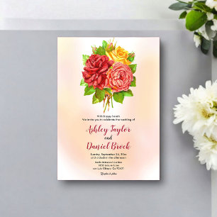 Invitations En Acrylique Bouquet floral aquarelle rose mariage
