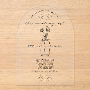 Invitations En Acrylique Bouteille apothecaire Mariage floral