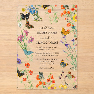 Invitations En Acrylique Bouteilles Fleurs sauvages Mariage floral