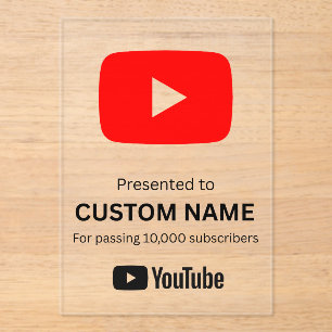 Invitations En Acrylique Bouton de lecture youtube personnalisé transparent