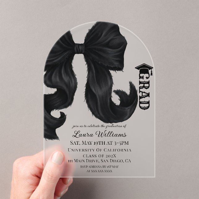 Invitations En Acrylique Bow Modern Graduation (In situ (ordinateur de poche))
