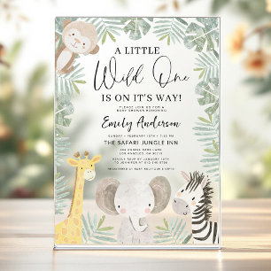 Invitations En Acrylique Boys Wild One Safari Animaux Baby shower