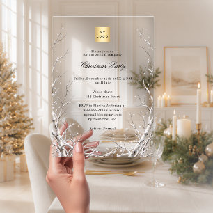 Invitations En Acrylique Branches d'hiver Logo Snow Business Soirée de Noël