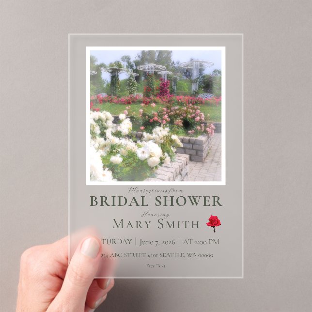 Invitations En Acrylique Bridal Shower (Rose Garden) (In situ (ordinateur de poche))