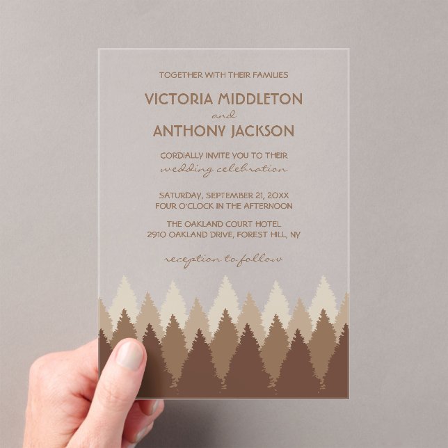 Invitations En Acrylique Brown Forest Range Woodland Wedding (In situ (ordinateur de poche))