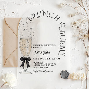 Invitations En Acrylique Brunch & Bubbly Prosecco Nœud Mariage