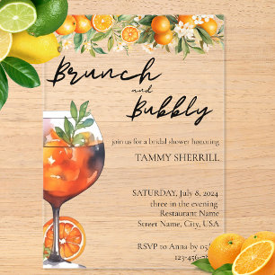 Invitations En Acrylique Brunch et Aperol Spritz Orange Italien