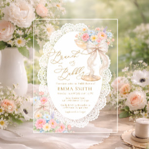 Invitations En Acrylique Brunch et Bubbly Coloré Floral Baignade de Mariée