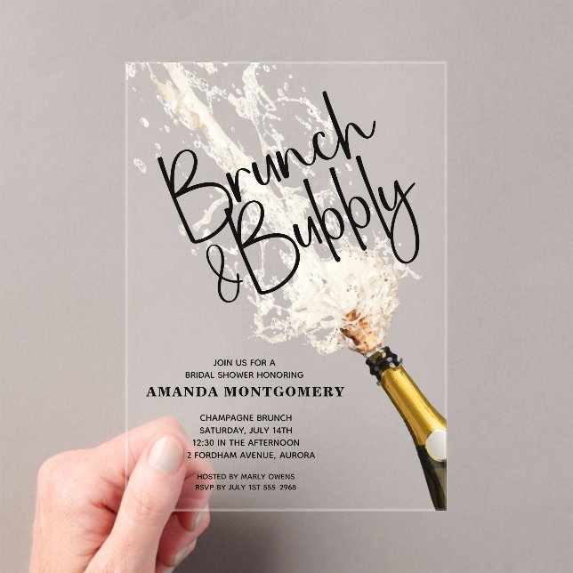 Invitations En Acrylique Brunch et Bubbly Shower de Mariée (In situ (ordinateur de poche))