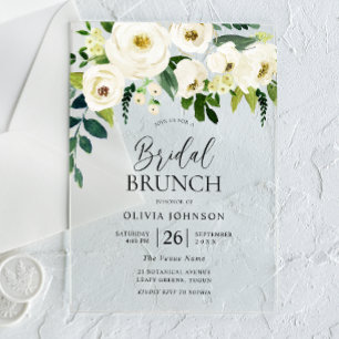 Invitations En Acrylique Brunch Fête des mariées aux fleurs blanches étonna