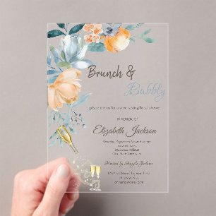 Invitations En Acrylique Brunch poussiéreux Roses, Vin, Mariage élégant av