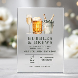 Invitations En Acrylique Bubbles & Brews Couples Douche