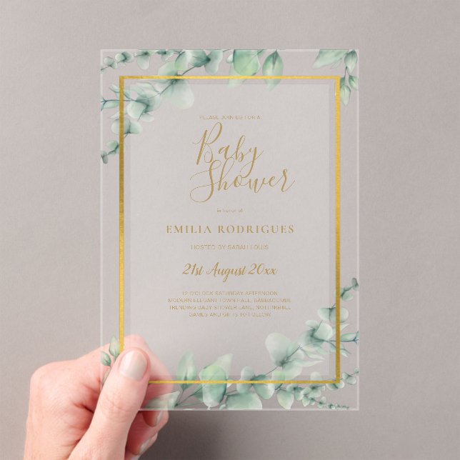 Invitations En Acrylique BUDGET Acrylique Baby shower transparent ou givré  (In situ (ordinateur de poche))