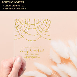 Invitations En Acrylique BUDGET Acrylique Clear Gold Lights élégant luxe