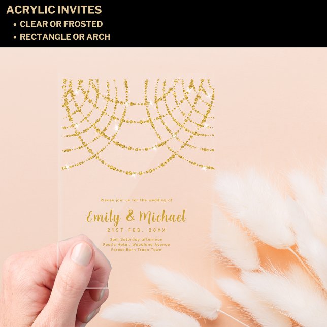 Invitations En Acrylique BUDGET Acrylique Clear Gold Lights élégant luxe (Créateur téléchargé)