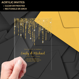 Invitations En Acrylique BUDGET Acrylique Clear Gold Lights élégant Luxe Ac