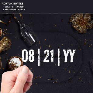 Invitations En Acrylique BUDGET Acrylique Mariage Enregistrer Date Minimali