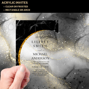 Invitations En Acrylique BUDGET Acrylique Mariage moderne Black Gold Minima