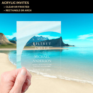 Invitations En Acrylique BUDGET Acrylique Mariage Pastel Aqua Bleu Blanc Te