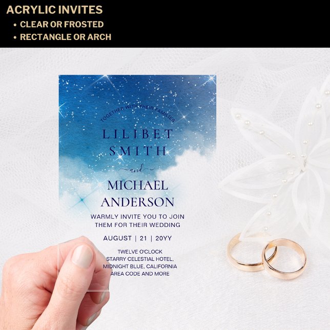 Invitations En Acrylique BUDGET Acrylique Mariage STARRY NUIT CELESTIAL SKI (Créateur téléchargé)