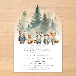 Invitations En Acrylique Budget Baby shower d'aquarelle des bois