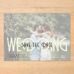 Invitations En Acrylique BUDGET Mariage acrylique Enregistrer la date photo