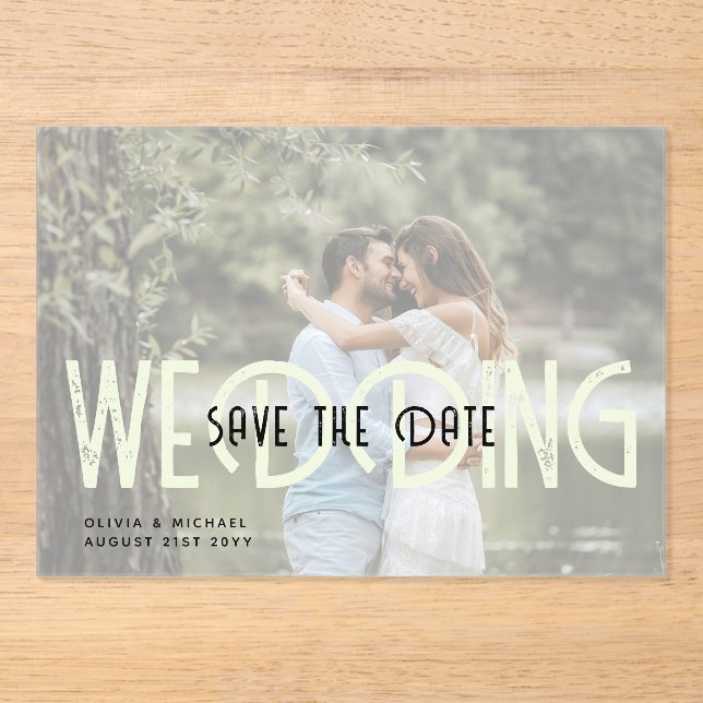 Invitations En Acrylique BUDGET Mariage acrylique Enregistrer la date photo (Recto)