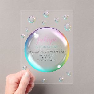 Invitations En Acrylique Bulles d'aquarelle Anniversaire