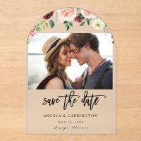 Burgundy & Blush Pink 4 Floral Photo Enregistrer L