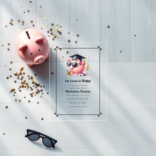 Invitations En Acrylique Business and Finance Majors brillant Futur Diplômé (Business and Finance Majors Bright Future Graduate Acrylic Invitations)