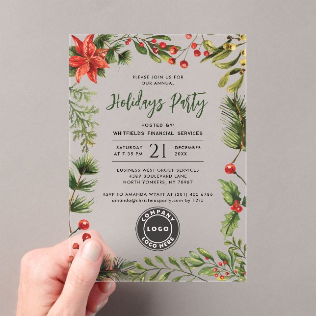 Invitations En Acrylique Business Logo Christmas Holidays Employees Party (In situ (ordinateur de poche))
