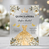 Butterfly Floral Gold Princess Quinceanera