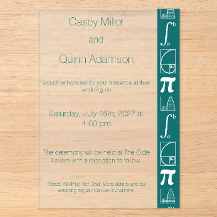 Invitations En Acrylique Ça S'Additionne en Teal Acrylic Mariage