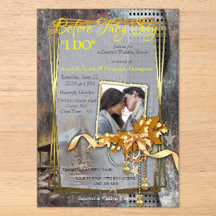 Invitations En Acrylique Cabane en pierre rustique familiale