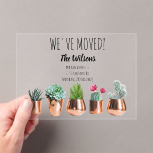Invitations En Acrylique Cactus Nous avons déménagé une nouvelle maison Fai