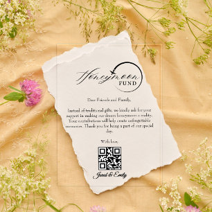 Invitations En Acrylique Cadeau de Lune de Miel Code QR Demande de Fonds de