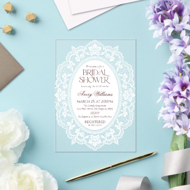 Invitations En Acrylique Cadeau de mariage rétro à dentelle (Insitu (Mariage))